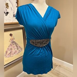 5 for $30 NWT! STUDIO Y Teal Jewel Beaded Blouse